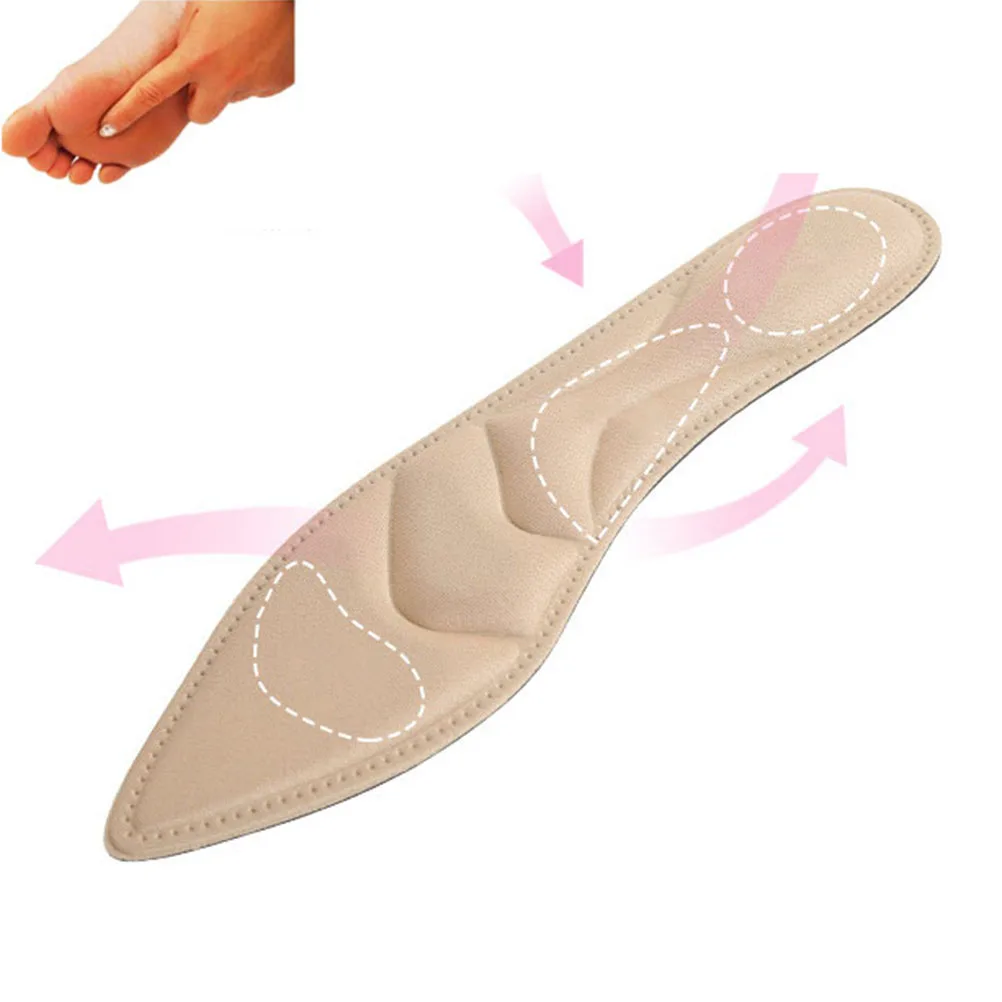 

Pair High Heel Sponge Insoles 4d Design Shock Absorbing Breathable Depressurizing Comfortable Walking Massage Insert Pads