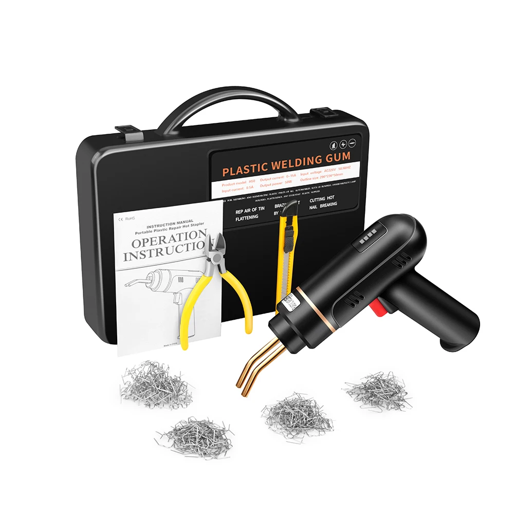 Kit de pistola de plástico sem fio, grampos recarregáveis, aquecimento rápido, ferramentas multiuso de reparo, 200W, 200pcs