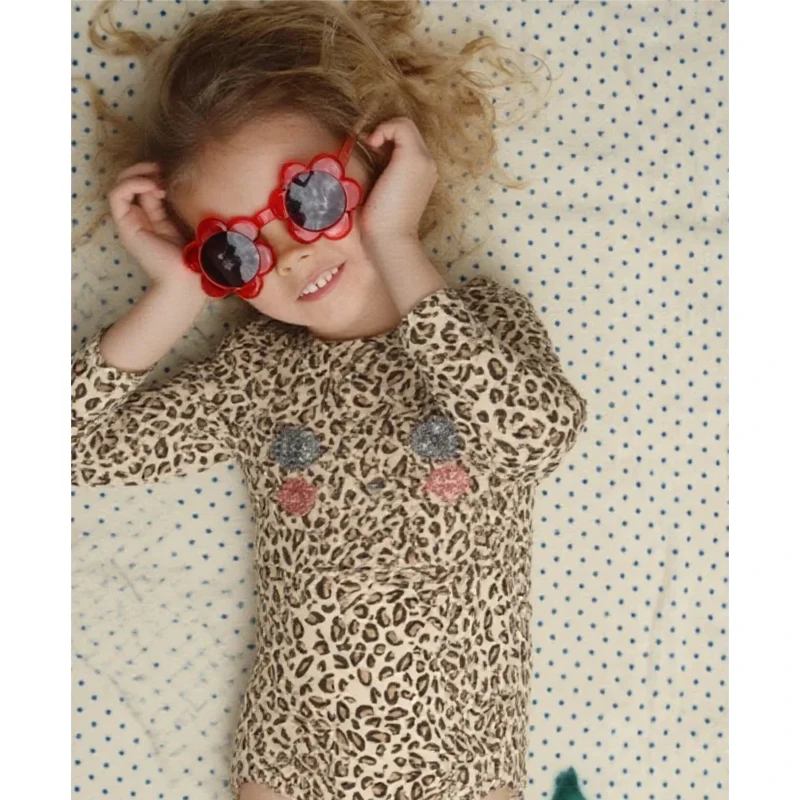 

Детский купальник 26 KS: Купальник для девочек с длинным рукавом, леопардовым принтом и рюшами, одежда для плавания для спорта и активного отдыха на воде