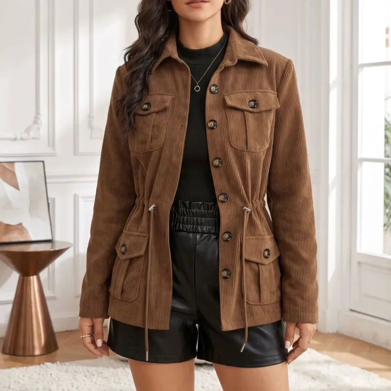 2026 New Women's Autumn/Winter Jacket Solid Color Strap Fashion Comfortable Street Style Casual Loose Versatile Commuter Jacket