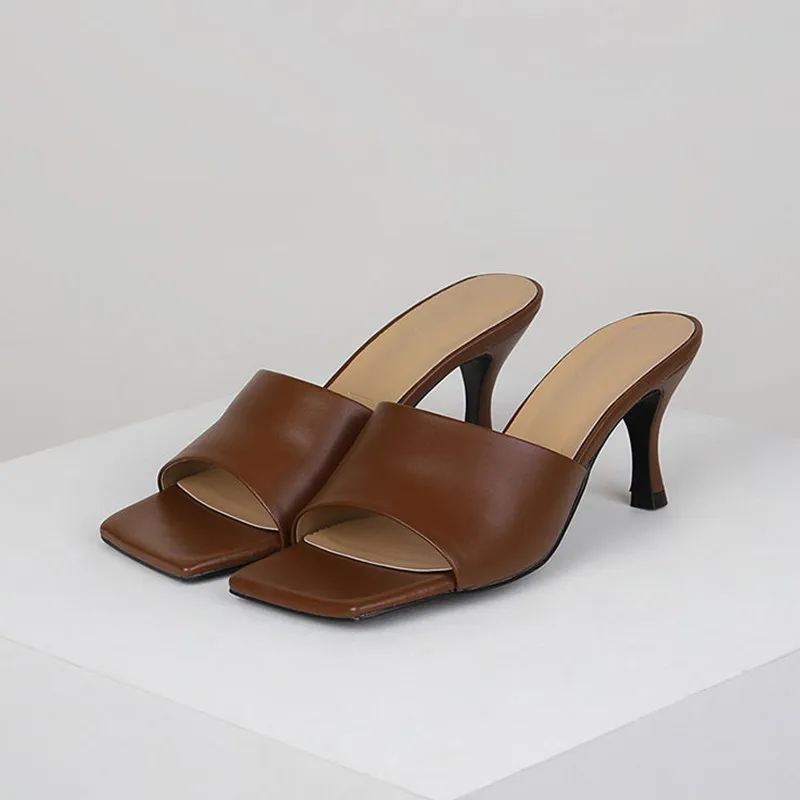 Thin Heel Slippers Women's Summer 2026 New Sexy Square Head Sandals Fashion High Heel Slippers