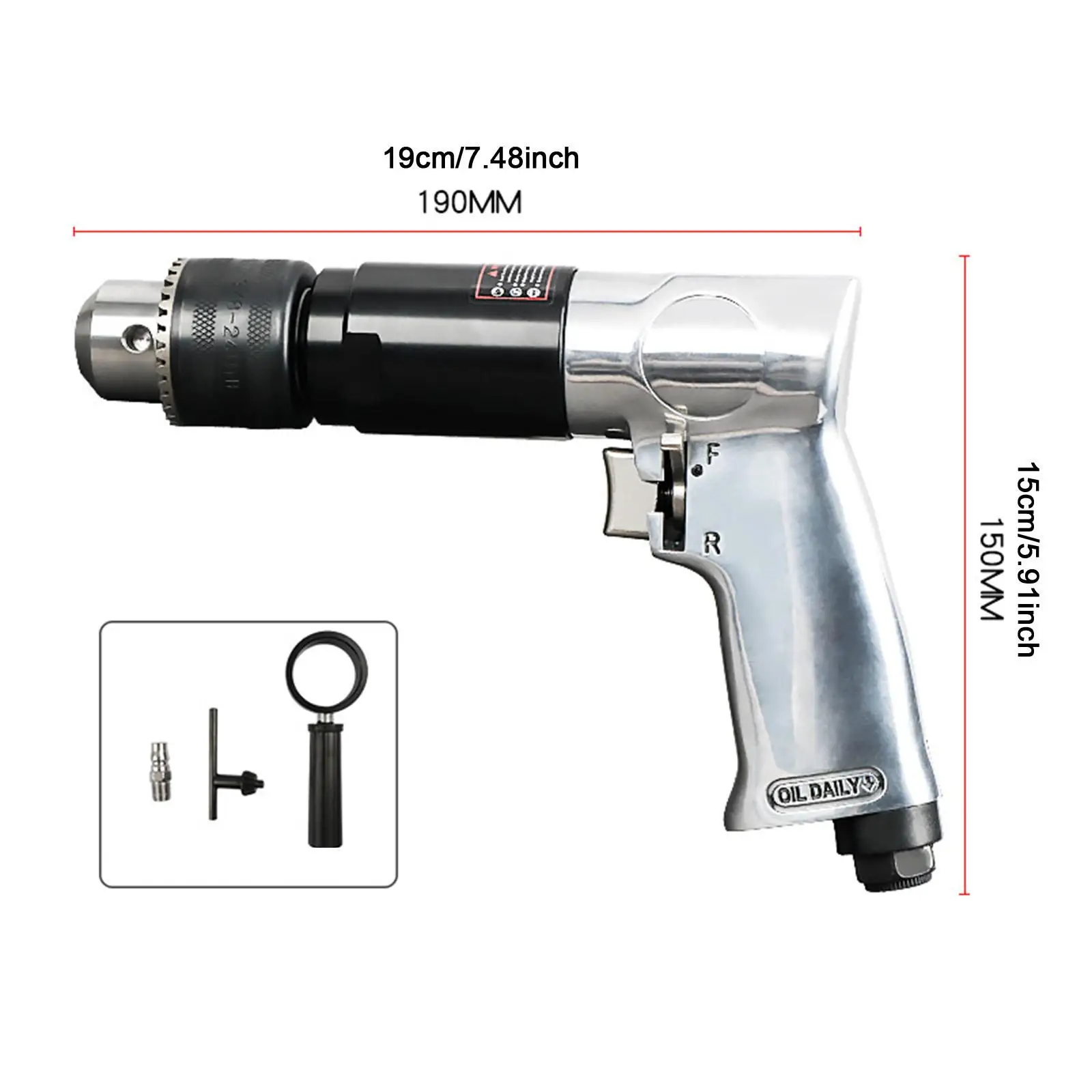 Trapano ad aria compressa Rotazione reversibile da 1/2 pollice 700 giri/min Multiuso flessibile con connettore Strumento per trapano per trapano a tazza