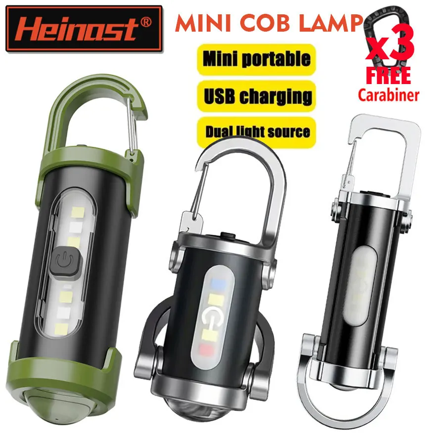 

Портативный перезаряжаемый светодиодный брелок COB, ручные фонарики с крючком, подвесная аварийная рабочая лампа для кемпинга, прогулок, пешего туризма