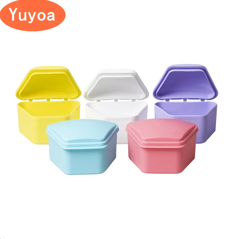 20pcs Trapezoid Denture Box Tray Case Dental Orthodontic Retainer Storage Box Plastic Teeth Container False Teeth Protective