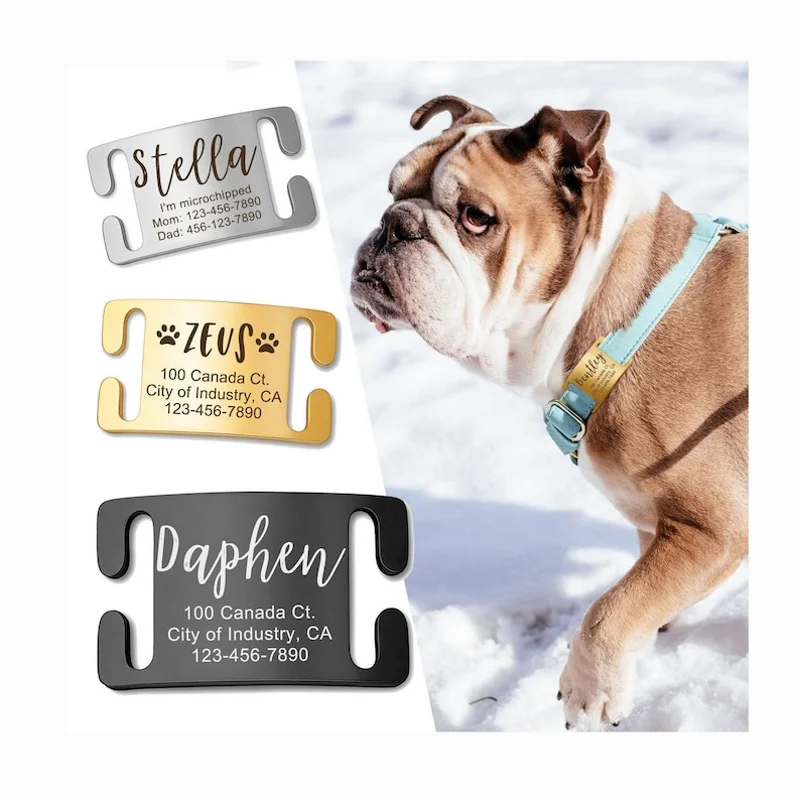 Personalised Silent Slide-in Dog Tag, Engraved Pet ID Tag, Dog Tag, Silent Dog Name Tag, Slide-in Dog Collar Tag