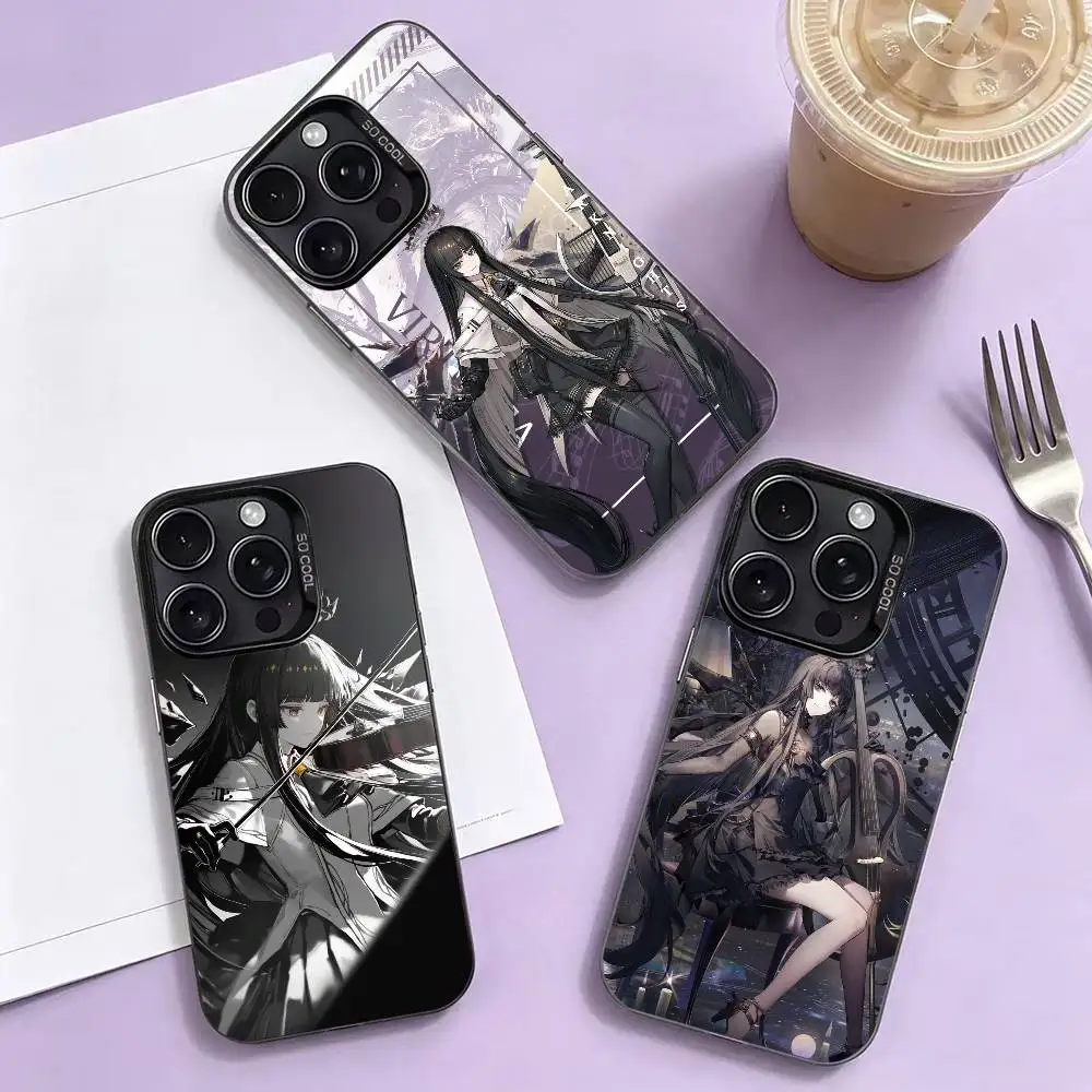 

v-Virtuosa Arturia Arknights Phone Case For iPhone 17,16,15,14,13,12,11 Plus,Pro Max,XS,Colorful Silver Phone case Funda Cover