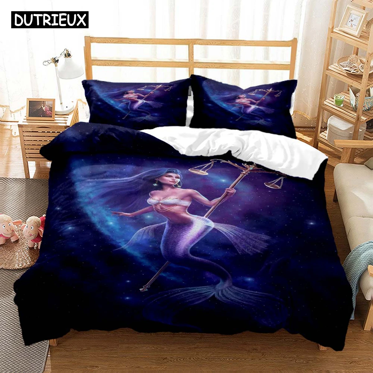 Zodiac Mermaid Digital Print Polyester Bedding Sets Child Kids Covers Boys Bed Linen Set For Teens Bedding Set