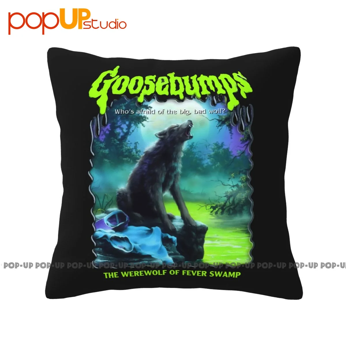 Luxury R.L. Stine Goosebumps Nightmare Halloween Werewolf Fever Swamp Rob Letterman P-321 Pillowcase Throw Pillow Cover Vintage