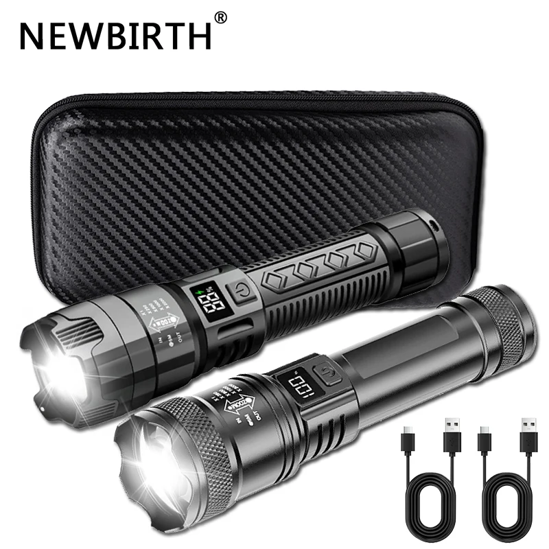 

Ultra Bright LED Flashlight Type-C Rechargeable Long Range Zoom 1000LM Tactical Torch Outdoor Emergency Camping Fishing Lantern