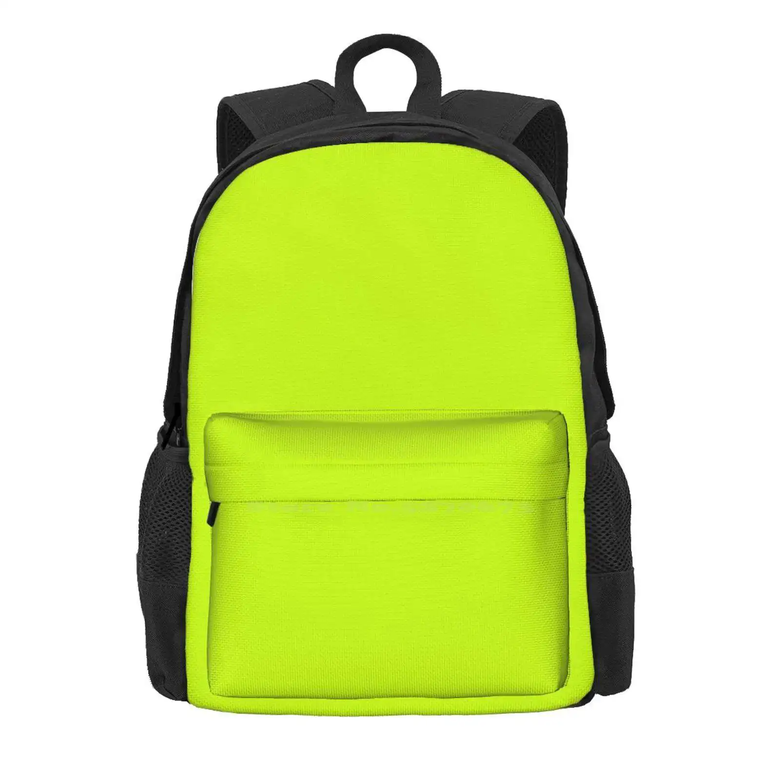 Lime Fluorescent Bag Backpack For Men Women Girls Teenage Plain Color Lime Green Yellow Minimalist