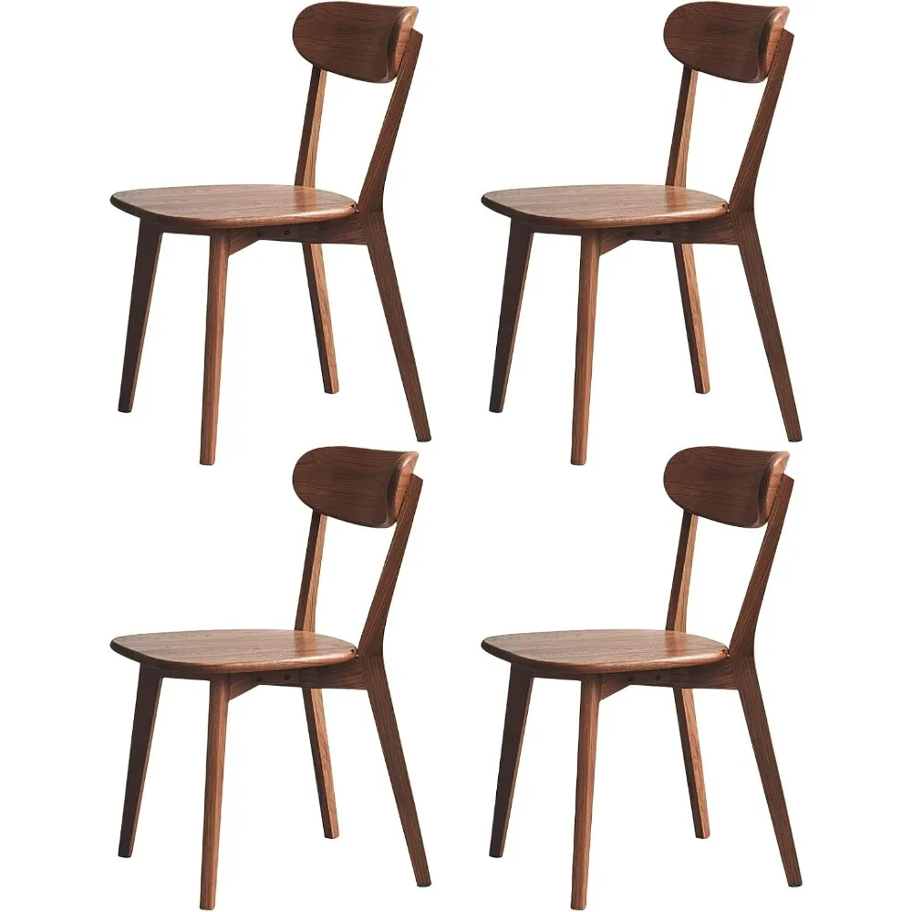 

100% Solid Oak Wood Dining Chairs, Mid Century Modern Dining Chairs with Rounded Backrest, Dining Room Chairs Set of 1/2/4