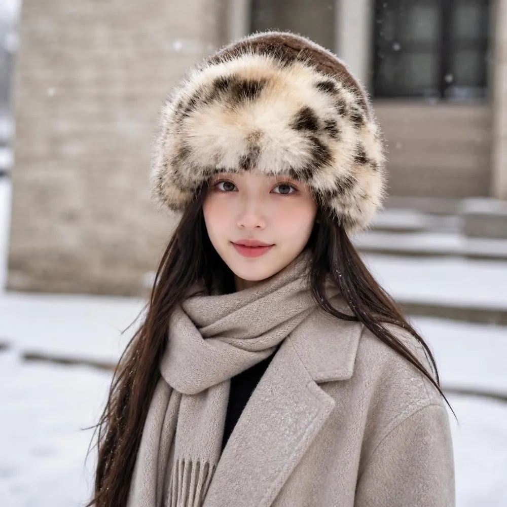 New Windproof Faux Fur Fisherman Hat Soft Ear Protection Cap Thicken Elegant Winter Bucket Hat Outdoor