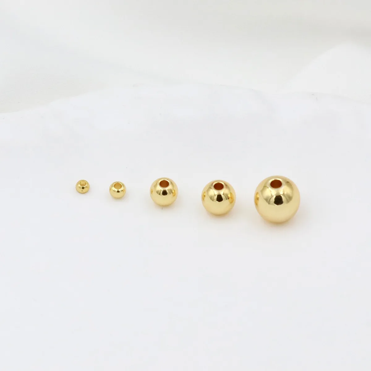 10-50pcs 18K Gold Plated Brass Round Waist Smooth Loose Bead for DIY Friendship Bracelet Belly Chain Beach Layered Jewelry Make