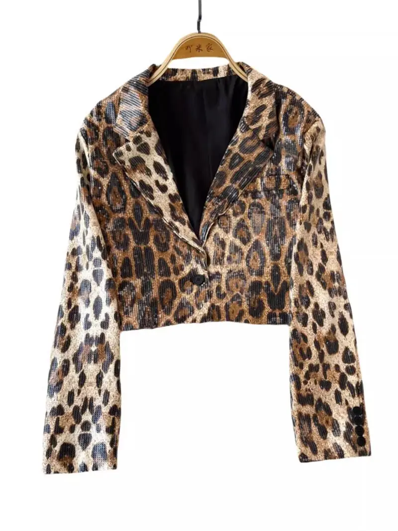 Giacca corta leopardata con stampa Blazer per donna 2024 primavera e autunno coreano britannico Slim Versatile cappotto a maniche lunghe K1949