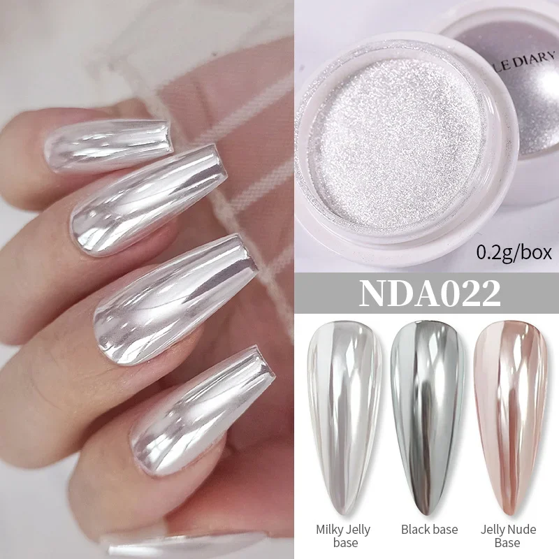 8 Colors Aurora Nail Powder White Chrome Pigment Pearl Rubbing Dust Mirror Effect Nail Art Glitter Manicure Nail Accessories