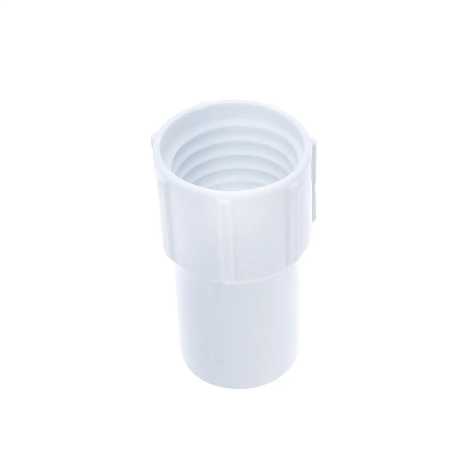Replacement Threaded Cuff for 1.5 Inch Pool Vacuum Hose End Connect to Skimmer Inlet Durable PVC White Pool Supply