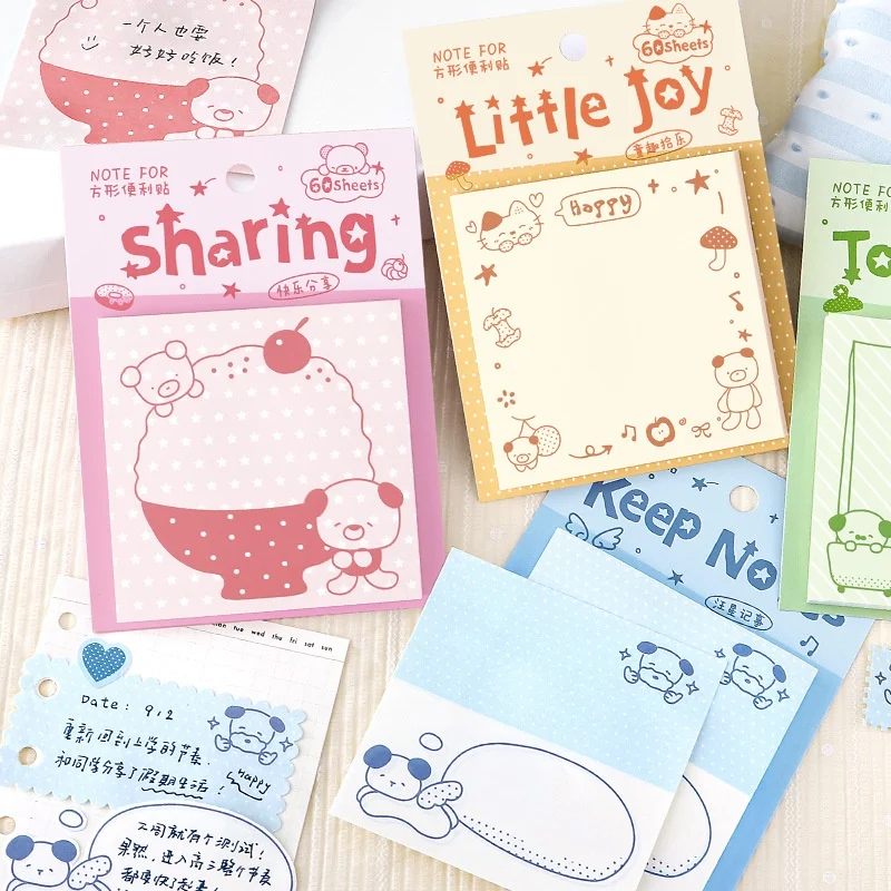 12pcs/lot Cartoon Cat Dog Bear Animal Memo Pad Cute N Times Stationery Label Notepad Bookmark Post School Supplies