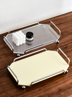 Ins Popular Nordic Desktop Organizer Light Luxury Stainless Steel And Acrylic Tray Beautiful Plate Sundry Storage Rack 아크릴 트레이