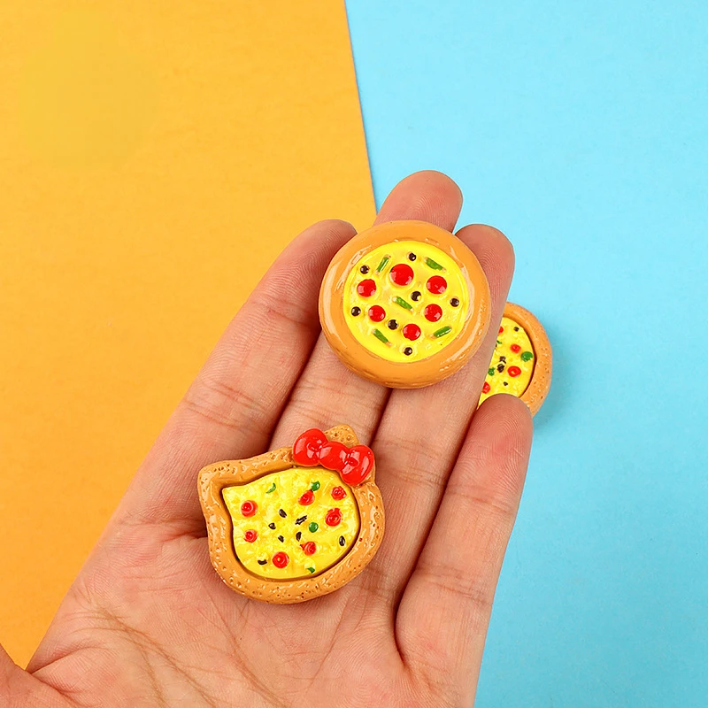 10pcs Diy Mini Kawaii Resin Cartoon Pizza Fake Food Scrapbook Embellishment Crafts Accessories Craft Miniature Flatback Cabochon