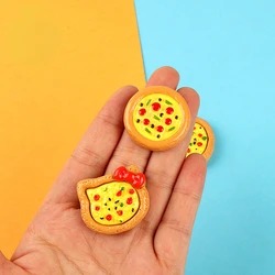 Mini piezas de resina Kawaii para manualidades, dibujos animados, Pizza, comida falsa, álbum de recortes, adorno, accesorios artesanales, cabujón plano en miniatura, 10 Uds.