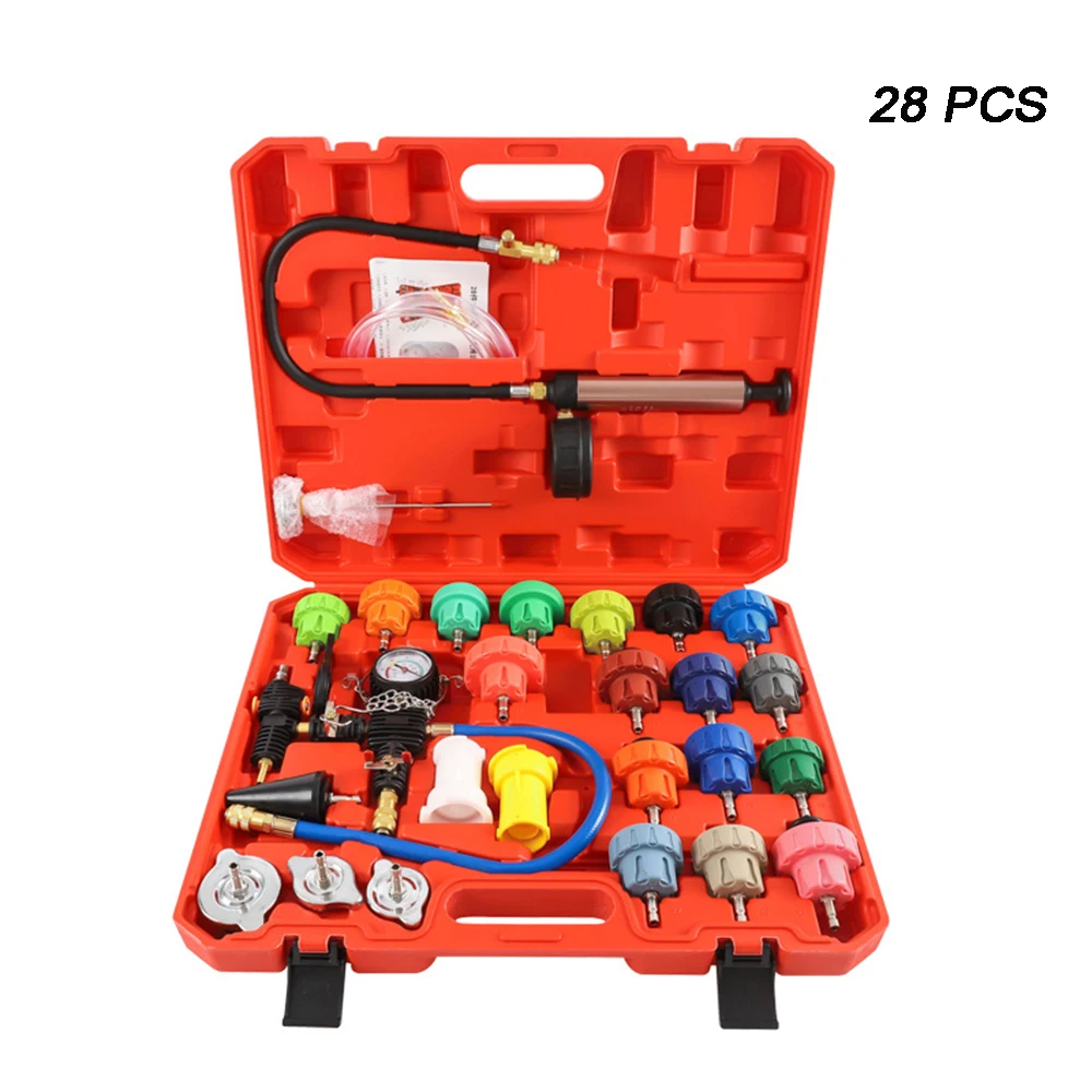 34 Pcs Automotive Cooling System Tester Kit Color Water Tank Leak Detector Pump Gauge Adapter Heat Sink Pressure Tester