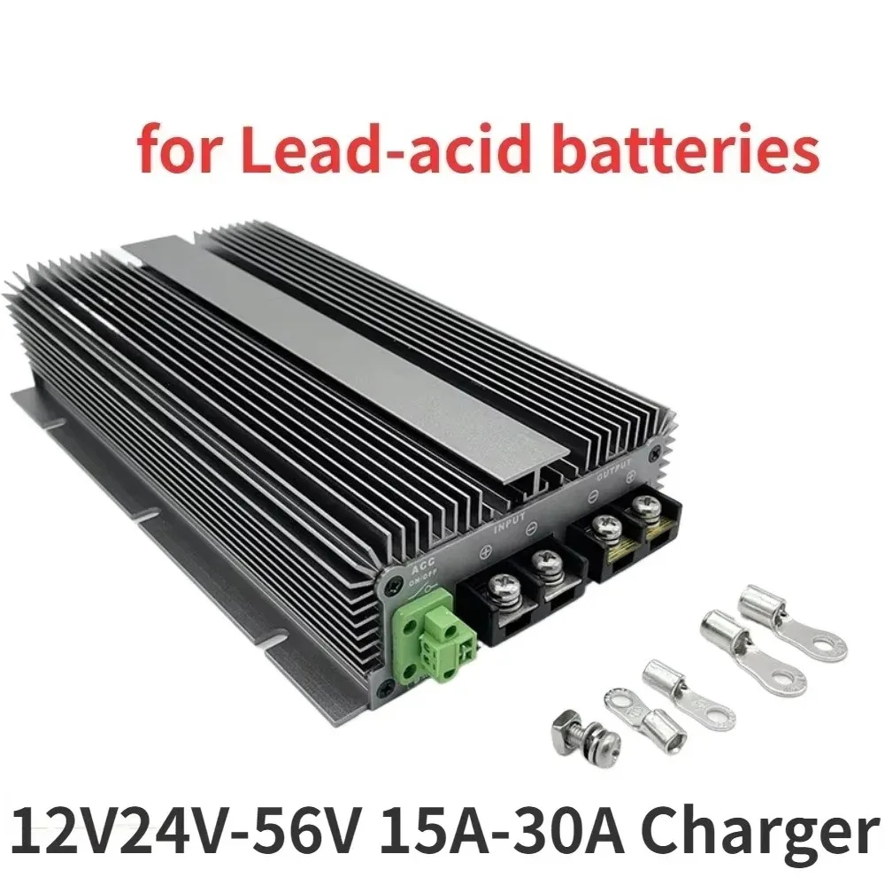 12V24V to 56V 15A 20A 30A lead-acid chargers DC DC Voltage boost automotive battery chargers for auxiliary batteries CE ROHS