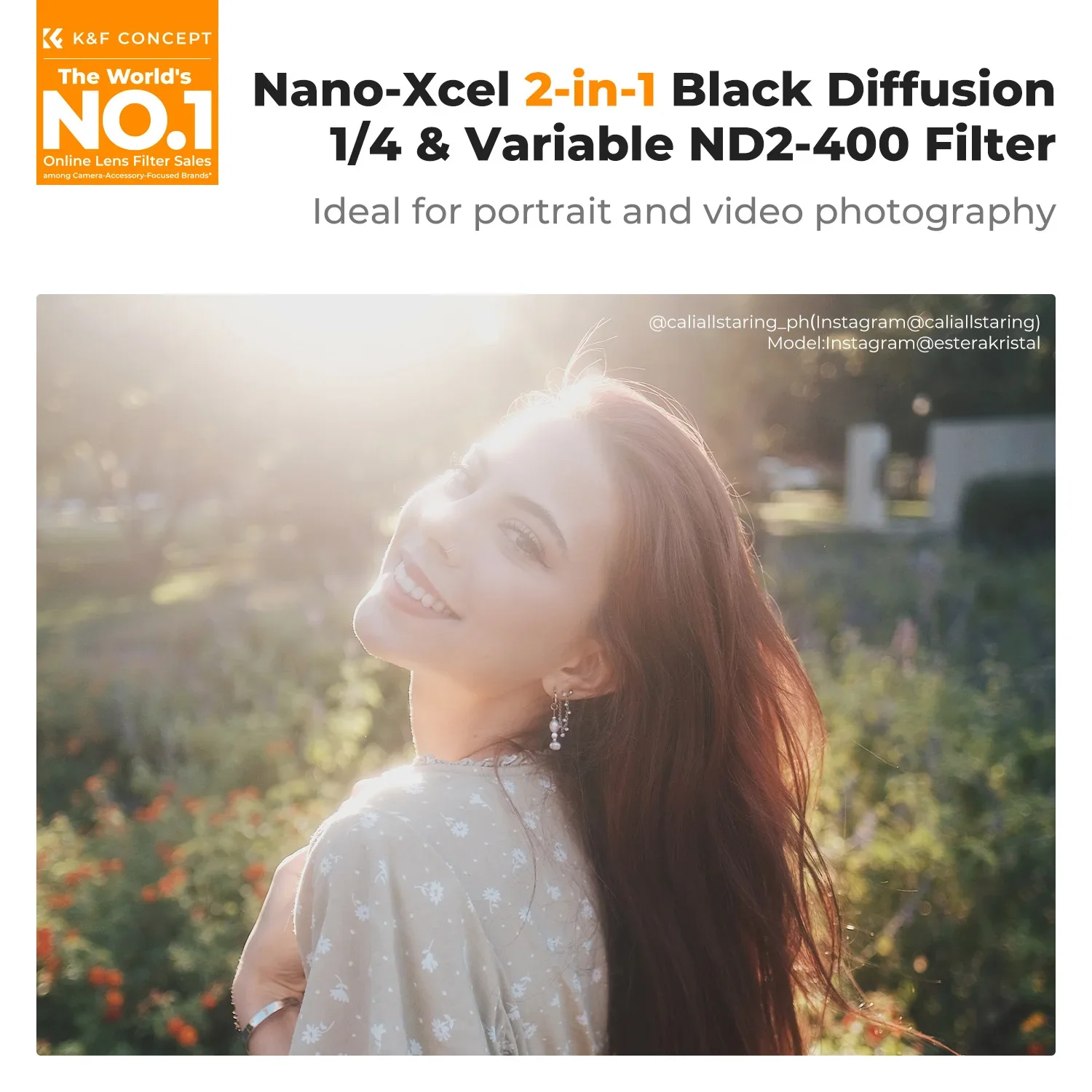 K&F CONCEPT Camera Lens 2 in 1 Filter Black Mist 1/4 + ND2-400 Variable ND Filter Nano-X 49mm 52mm 55mm 58mm 62mm 67mm 77mm 82mm