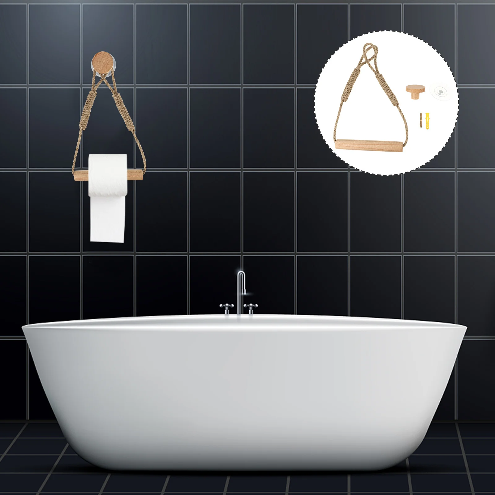 

Rope Animal Tissue Holder Modern Wall Mounted Paper Towel Rack For Living Room Balcony Creative Toilet Roll Organizer Wood