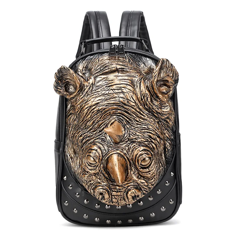 

backpack bags for women backpack women bookbag One-horned rhino backpack punk three-dimensional embossed waterproof backpack