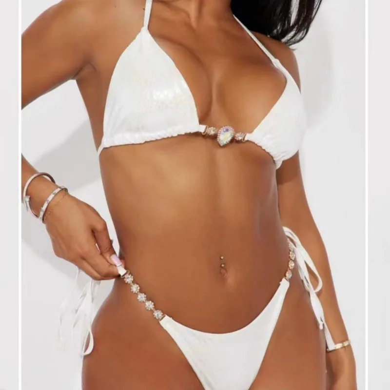 Nuovo bikini sexy in pelle PU lucida con stringhe estreme costume da bagno femminile costumi da bagno donna bikini a due pezzi costume da bagno halter costume da bagno