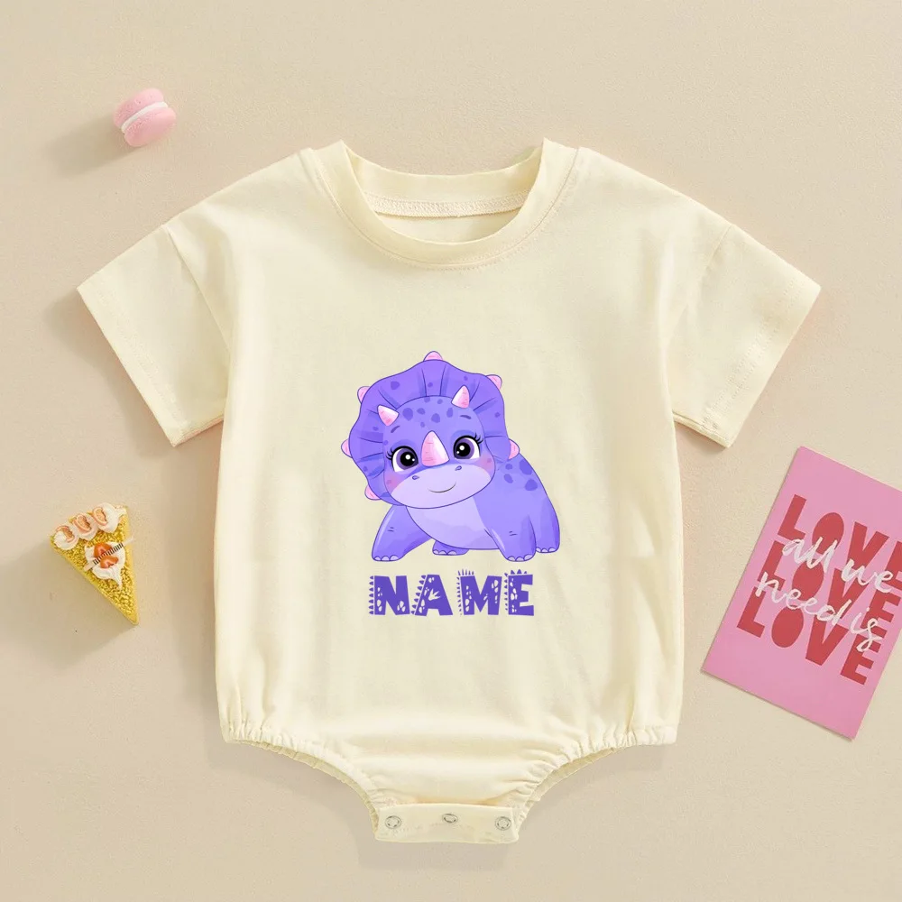 Personalised Dinosaur with Name Baby Bubble Romper Newborn Summer Oversized Bodysuit Toddler Large Jumpsuit Infant Shower Gift