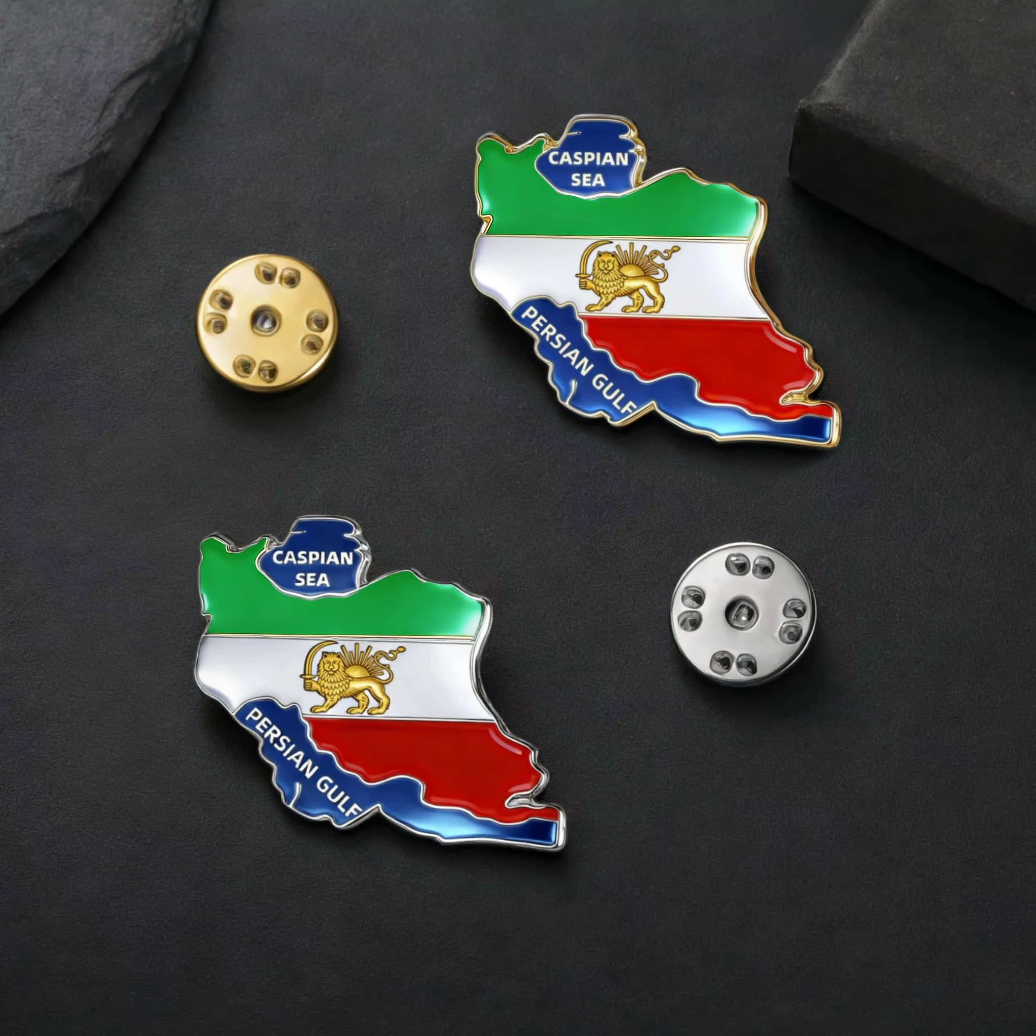CoolTime Historische Iran-Flagge Anstecknadel Persisches Reich Karte Brosche Löwe & Sonne Flagge Sammlerstück Pin mit Kaspischer See Persischer Golf – Detail 11