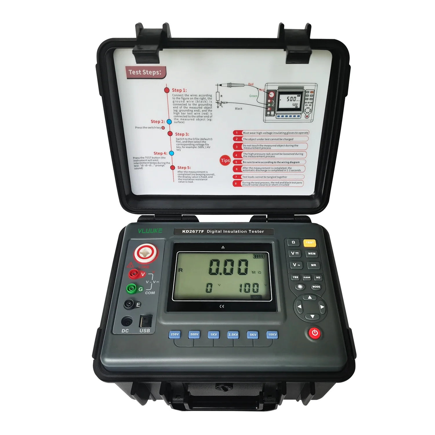 VLUUKE 10kV digitale isolatieweerstandstester Megohmmeter Hoogspanningsisolatieweerstandsmeter