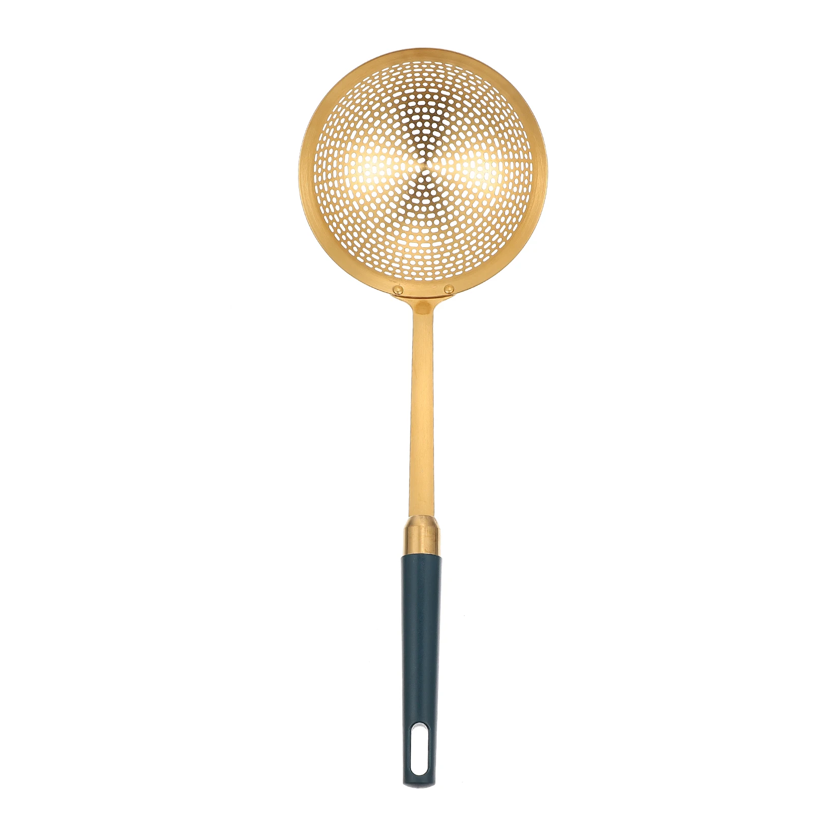

1pc Stainless Steel Heat Resistant Ergonomic Handle Strainer Skimmer Oil Soup Strainer Kitchen Utensil Yellow