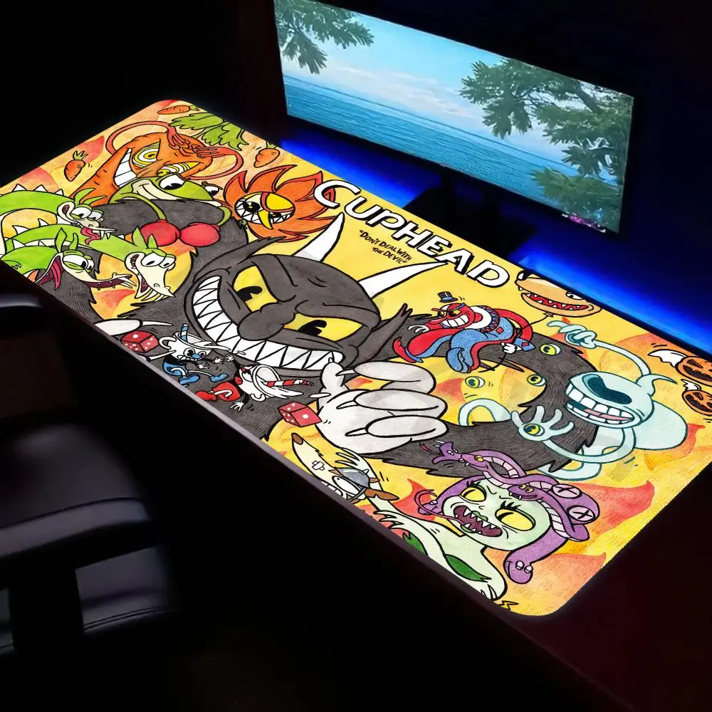 

HYBXAXC Game C-Cuphead Mouse Pad Keyboard Mousepad lauge 1200X600 mm Desk Mat PC Gamer Office Carpet Home