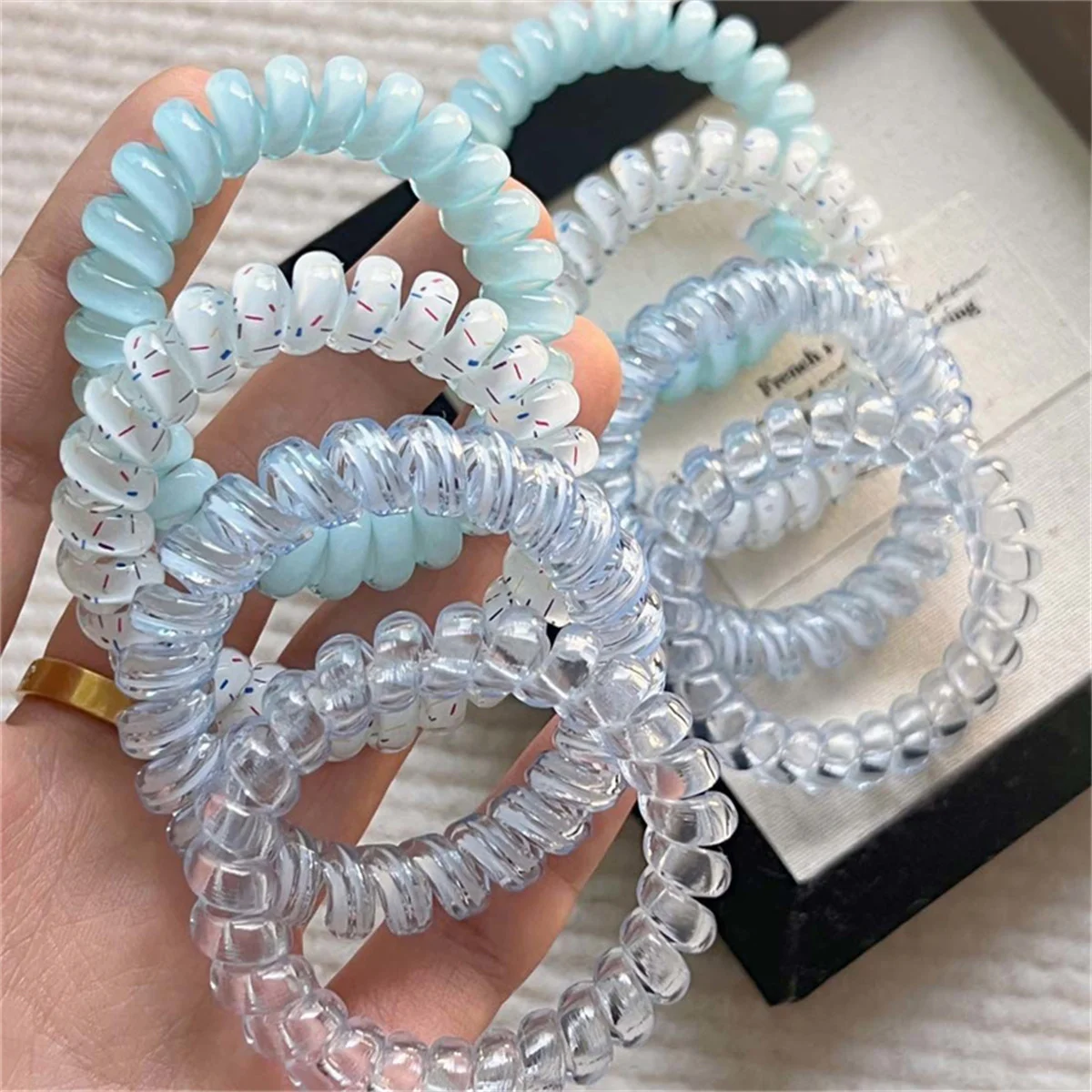 4pcs/set Spiral Hair Ties Purple Blue Color Telephone Cord Scrunchies Elastic Hair Band Sweet Cute Women Hair Accessories