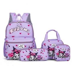 4pcs Kuromi Backpack, Pencil Case, Shoulder Bag, Wallet Set, Hello Kitty Sanrio School Bag, Melody Casual Outdoor Daypack