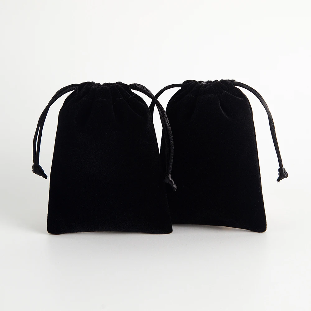5pcs Luxury Pink Velvet Drawstring Pouch Set