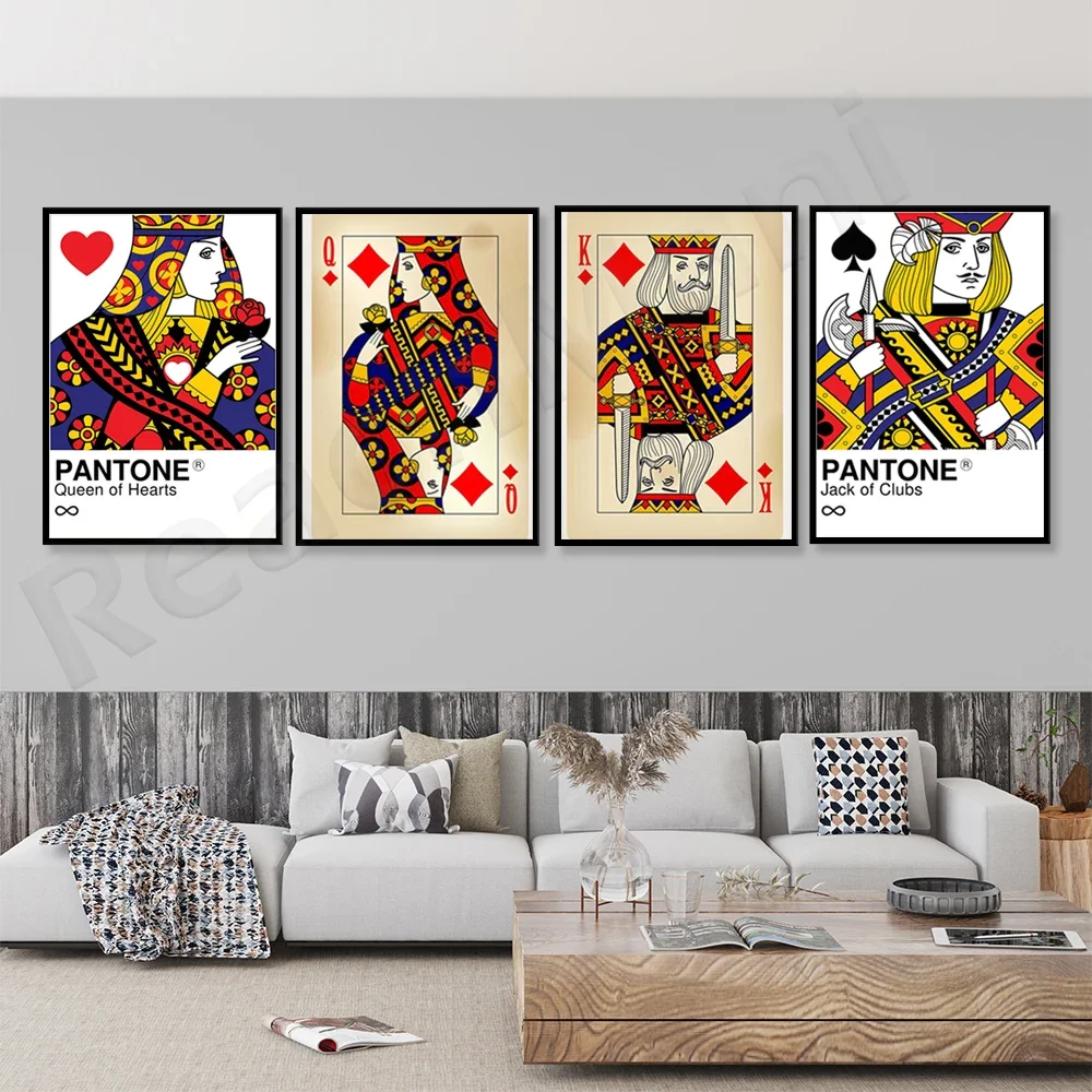 Affiche murale décorative de la reine des cœurs, art royal, cartes à jouer rétro, art graphique à la mode, imprimable, tendance 2022