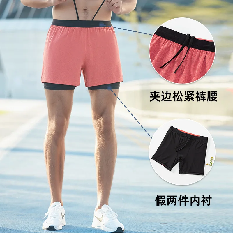 2 in 1 Marathon Shorts Quick Dry Long Distance Running Training Tights Sports Women Men Gym Summer Pockets Lining Breathable