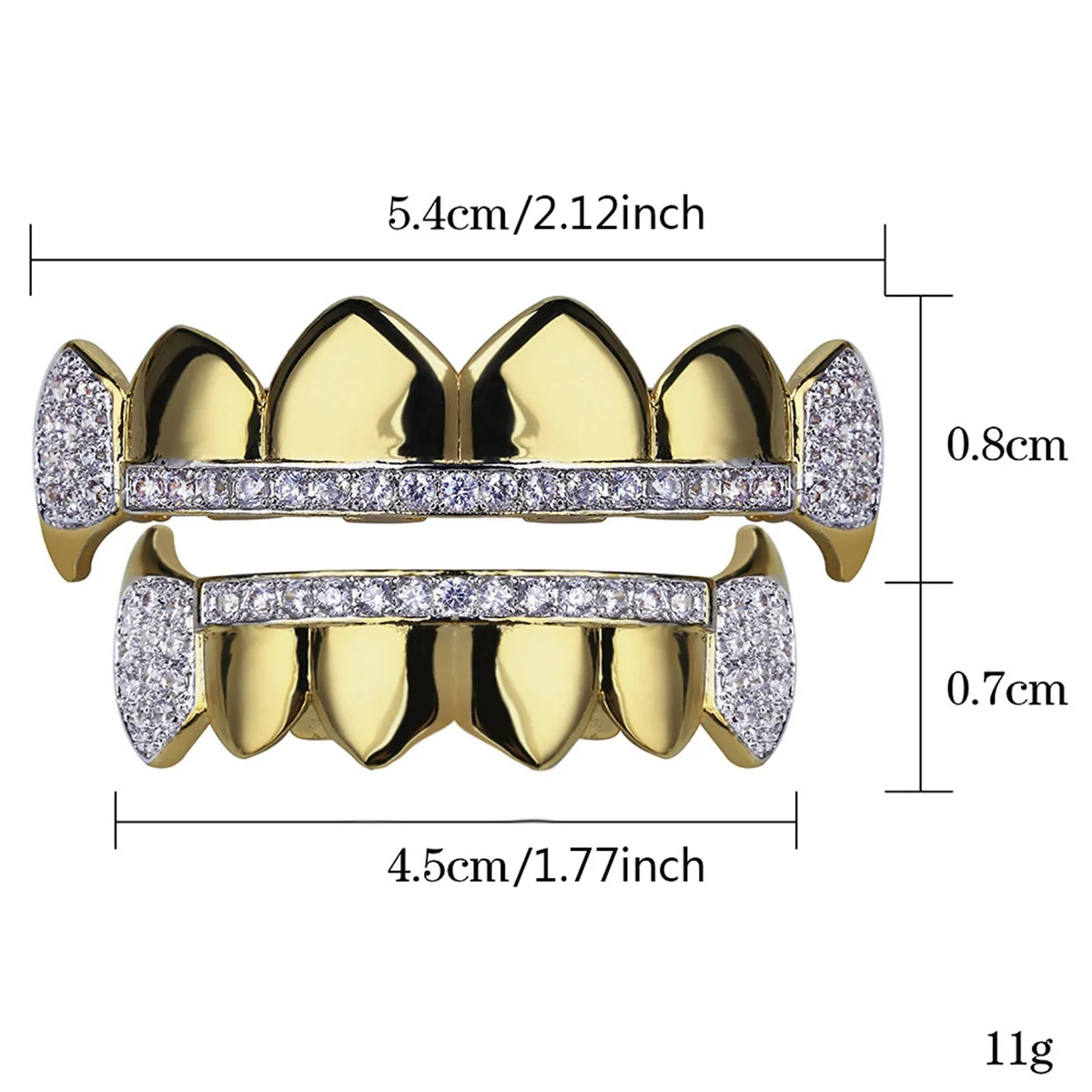 Hip Hop Rock CZ Stones Teeth Grillz Caps Cubic Zircon Iced Out Micro Pave Top&Bottom Charm Grills For Men Women Jewelry