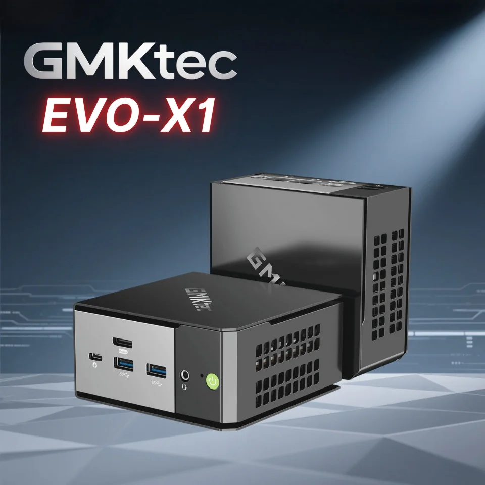 GMKtec EVO-X1 AI Mini PC AMD Ryzen AI 9 HX 370 LPDDR5X 32GB 7500MHz PCIe 4.0 SSD WiFi 6 BT5.2 Windows 11 Pro Gaming Computer