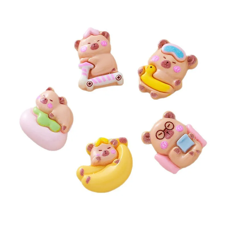 5 個樹脂アクセサリー卸売クリーム接着剤 DIY ジュエリー装飾ヘアピン穴靴バックル漫画かわいいカピベビー
