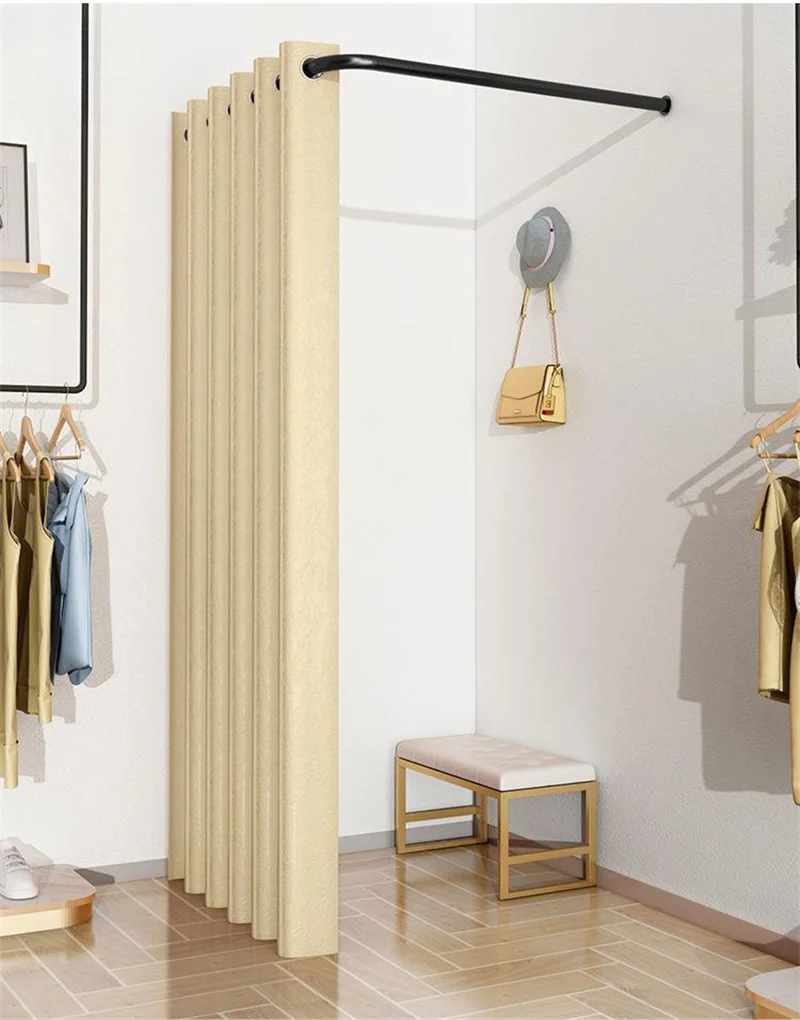 Clothing Store Clothes Hangers Fitting Room Clothes Racks Simple Carry Dressing Room Hanger L-shaped Wall Track Partition Hanger