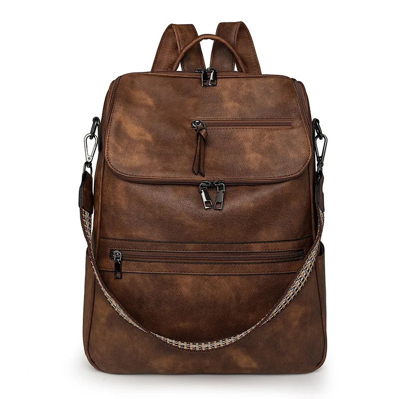 Winter Vintage Women Backpack Luxury Soft PU Rucksack Urban Commuter Daypack Students Schoolbags Large Outdoor Travel Backpack