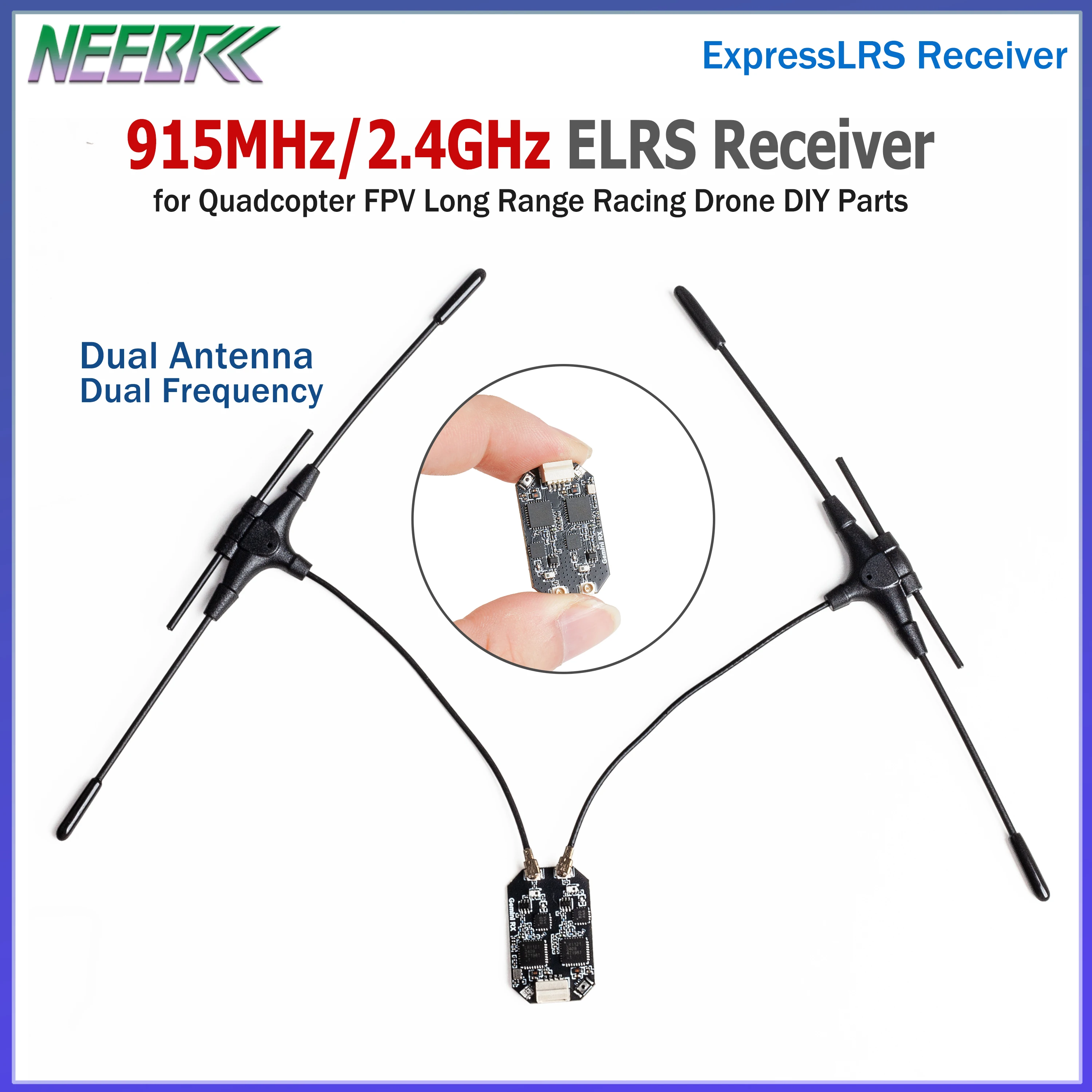 ELRS 915MHz/2.4GHz Receiver Dual Antenna Dual Frequency Gemini ExpressLRS RX for Long Range FPV Racing Drone Quadcopter DIY Part