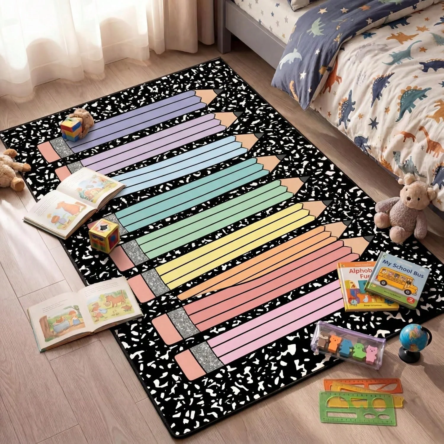 Newest Carpet Colorful Pastel Pencil Terrazzo Print Area Rug Study Bedroom Non Slip Mat