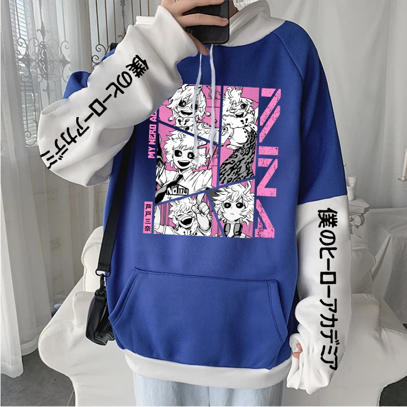 Anime Funny My Hero Academia Hoodies Kawaii Manga Mina Ashido Poster Harajuku Streetwear Unisex Long Sleeve Patchwork Sweatshirt