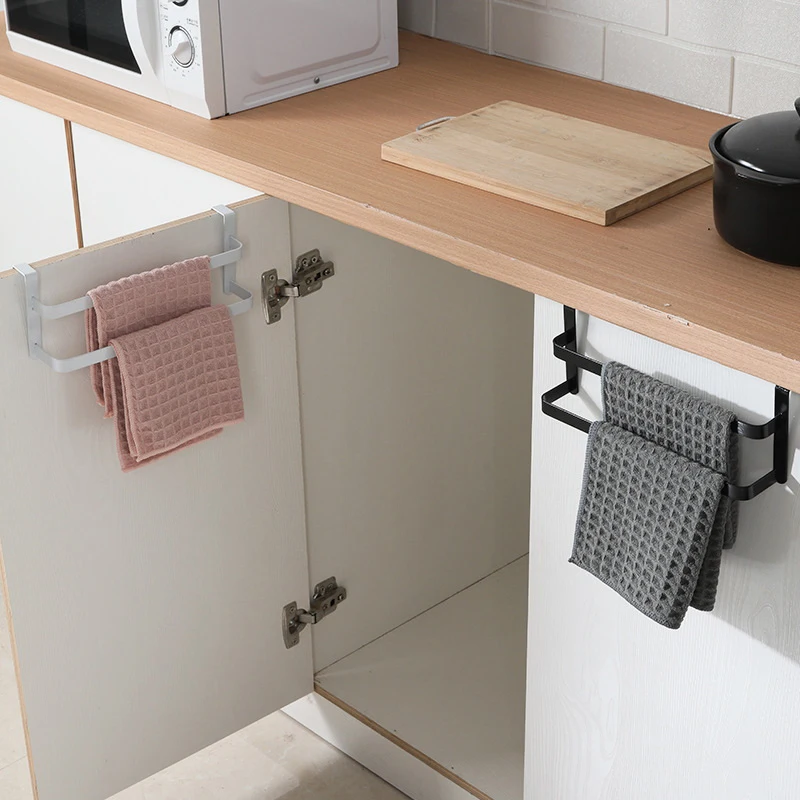 Kitchen/Bathroom Towels Rack Wrought Iron Double-Layer Over-the-Door Towel Rack Space-Saving Storage Solution With Two Rods