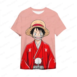 One Piece Anime Monkey D Men's One Piece 2024 Unisex Luffy 3D impressão Cosplay T-shirt, top de rua para mulheres e crianças, grande